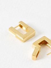 Oliver Bonas Gold Tone Gia Geometric Square Hoop Earrings - Image 3 of 4