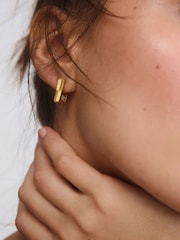 Oliver Bonas Gold Tone Gia Geometric Square Hoop Earrings - Image 4 of 4