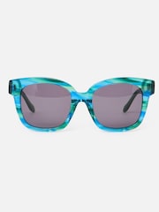 Oliver Bonas Green Marbled Square Acetate Sunglasses - Image 1 of 6