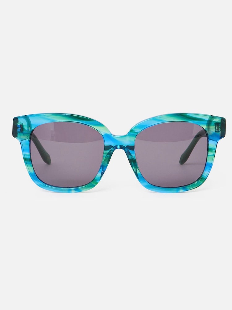 Oliver Bonas Green Marbled Square Acetate Sunglasses - Image 1 of 6