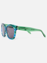 Oliver Bonas Green Marbled Square Acetate Sunglasses - Image 3 of 6