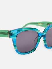 Oliver Bonas Green Marbled Square Acetate Sunglasses - Image 5 of 6