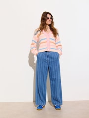 Oliver Bonas Pink Striped Knitted Cardigan - Image 3 of 8