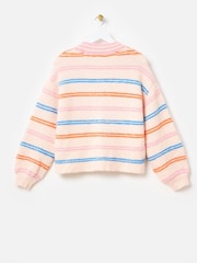 Oliver Bonas Pink Striped Knitted Cardigan - Image 5 of 8