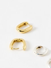 Oliver Bonas Black Orla Hoop Earrings - Image 4 of 5