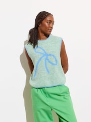 Oliver Bonas Green Bow Knitted Vest - Image 1 of 8