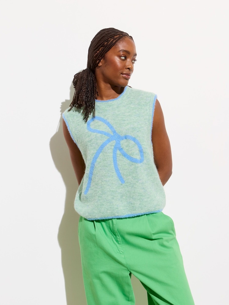 Oliver Bonas Green Bow Knitted Vest - Image 1 of 8