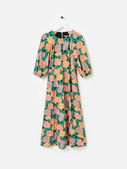 Oliver Bonas Green Floral Midi Dress - Image 4 of 9