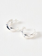 Oliver Bonas Silver Tone Petra Twisted Chunky Hoop Earrings - Image 1 of 1