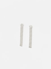 Oliver Bonas Silver Tone Cecily Ball Chain Statement Earrings - Image 1 of 5