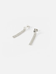 Oliver Bonas Silver Tone Cecily Ball Chain Statement Earrings - Image 2 of 5
