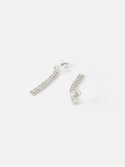 Oliver Bonas Silver Tone Cecily Ball Chain Statement Earrings - Image 3 of 5