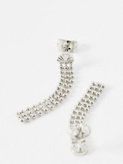Oliver Bonas Silver Tone Cecily Ball Chain Statement Earrings - Image 4 of 5