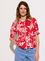 Oliver Bonas Red Patched Floral Print Blouse - Image 1 of 9