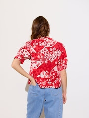 Oliver Bonas Red Patched Floral Print Blouse - Image 2 of 9