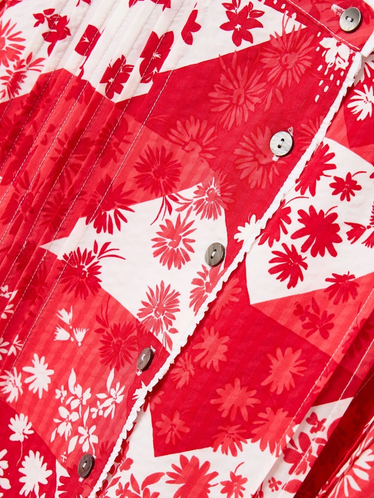 Oliver Bonas Red Patched Floral Print Blouse - Image 6 of 9