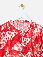 Oliver Bonas Red Patched Floral Print Blouse - Image 7 of 9