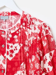 Oliver Bonas Red Patched Floral Print Blouse - Image 8 of 9