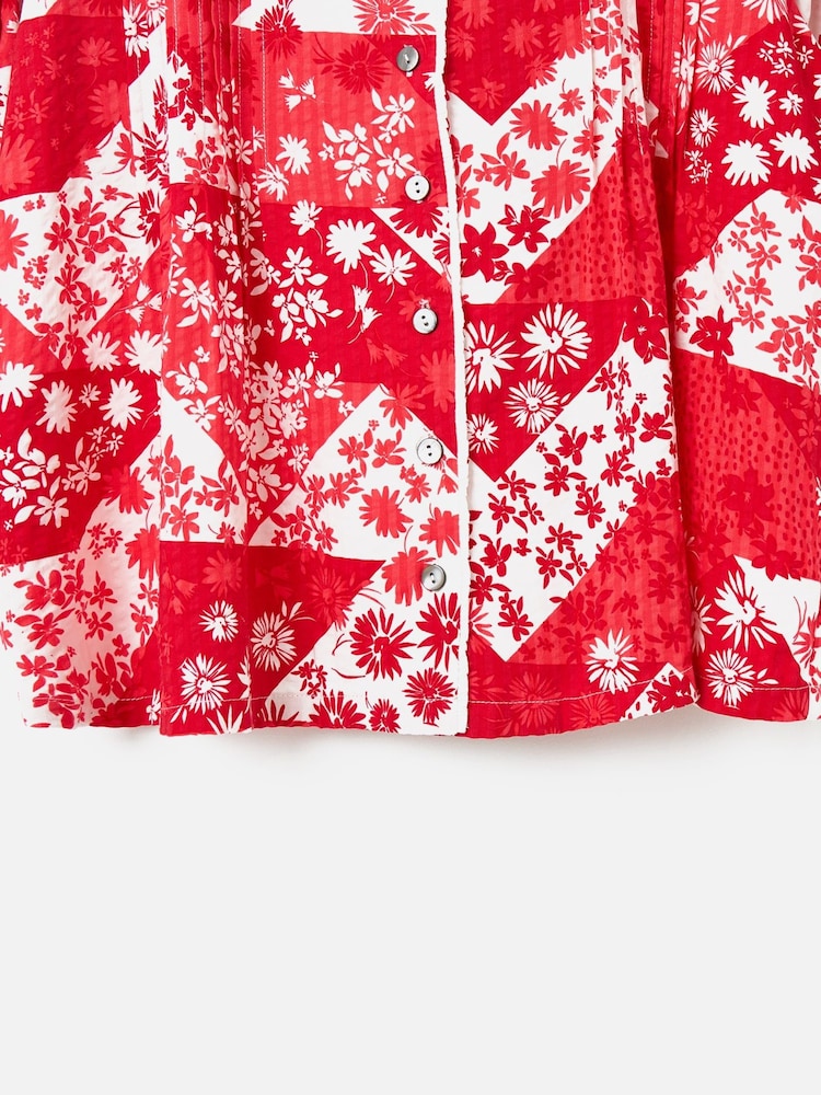 Oliver Bonas Red Patched Floral Print Blouse - Image 9 of 9