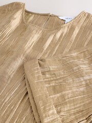 Gold Metallic Crinkled Short Sleeve Top - Image 2 of 3