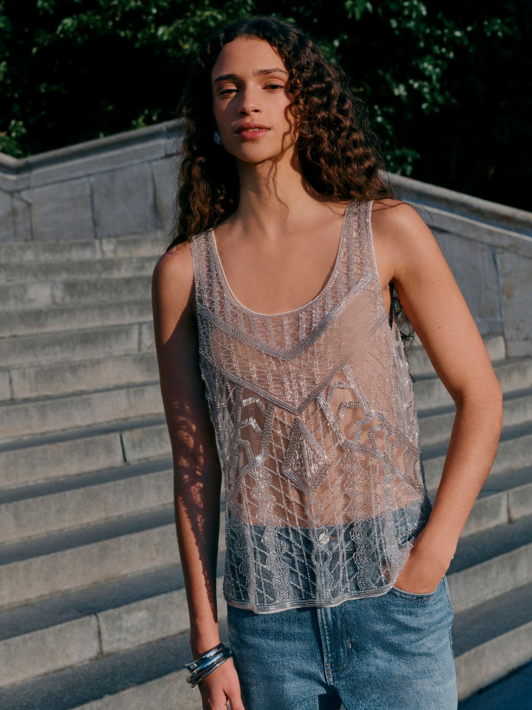 Buy Ivory N. Premium Beaded Cami Top from Next USA