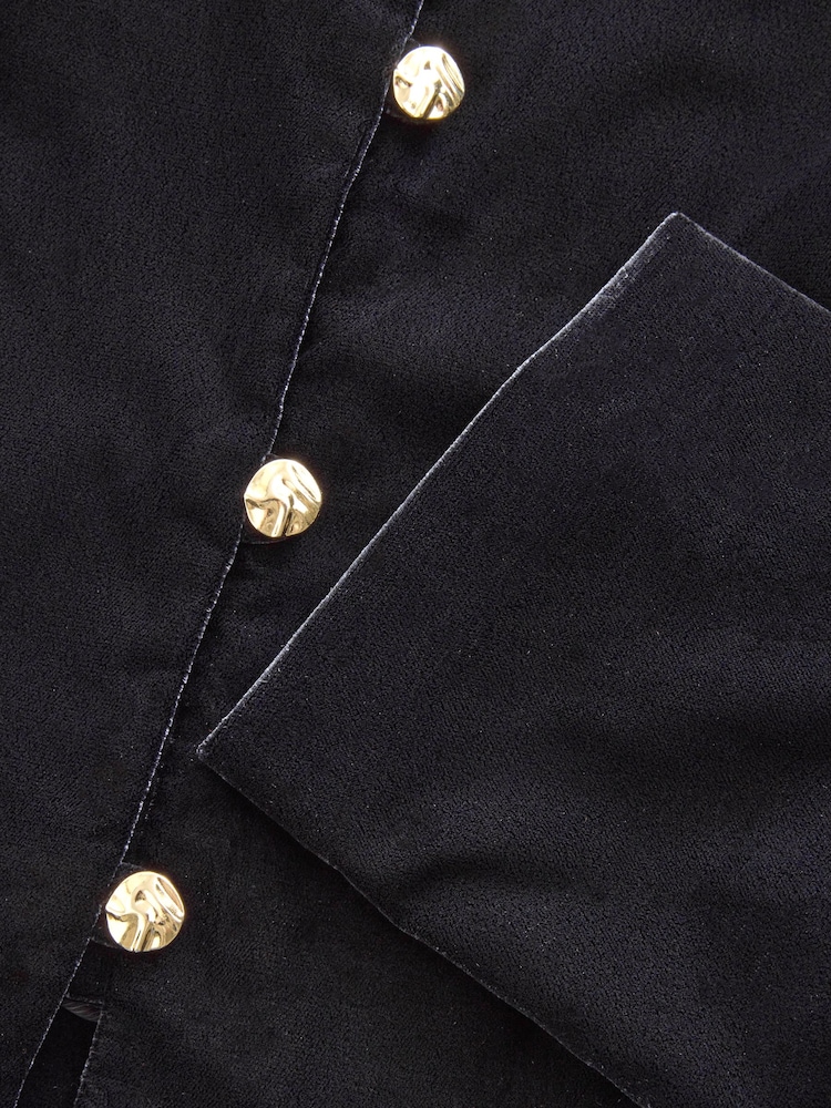 Black Velvet Gold Button Down Jacket - Image 3 of 3 Black Velvet Gold Button Down Jacket - Image 3 of 3