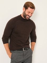 Marrón chocolate - FatFace Knitted Turtle Neck Jumper - Imagen 1 de 6