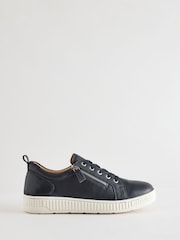 Jones Bootmaker Cream Azure Leather Wide-Fit Trainers - Image 1 of 6