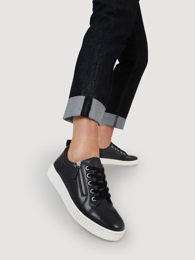 Jones Bootmaker Cream Azure Leather Wide-Fit Trainers - Image 1 of 6