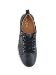 Jones Bootmaker Cream Azure Leather Wide-Fit Trainers - Image 3 of 6