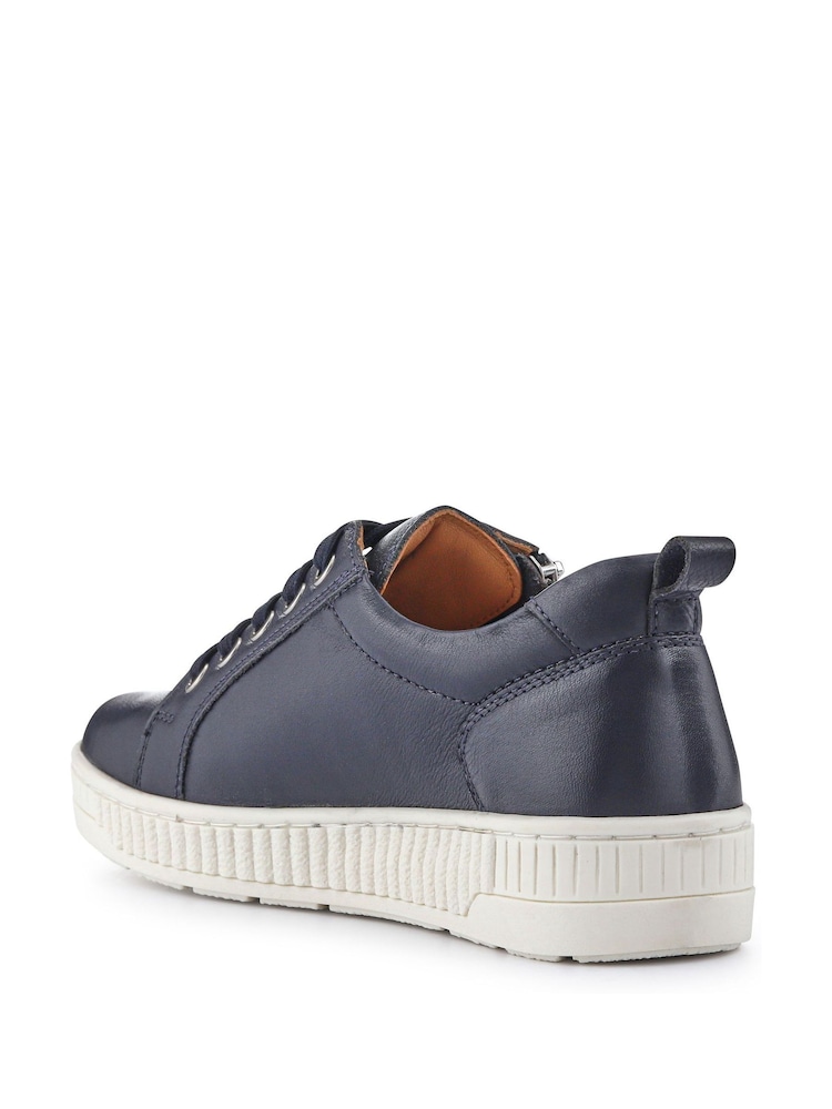 Jones Bootmaker Blue Azure Leather Wide-Fit Trainers - Image 5 of 6