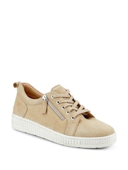 Jones Bootmaker Cream Azure Leather Wide-Fit Trainers - Image 3 of 6