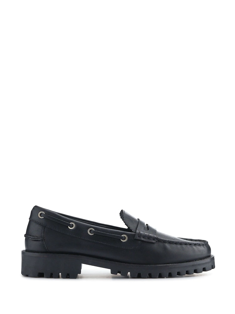 Jones Bootmaker Miuccia Leather Black Moccasins - Image 1 of 5 Jones Bootmaker Miuccia Leather Black Moccasins - Image 1 of 5