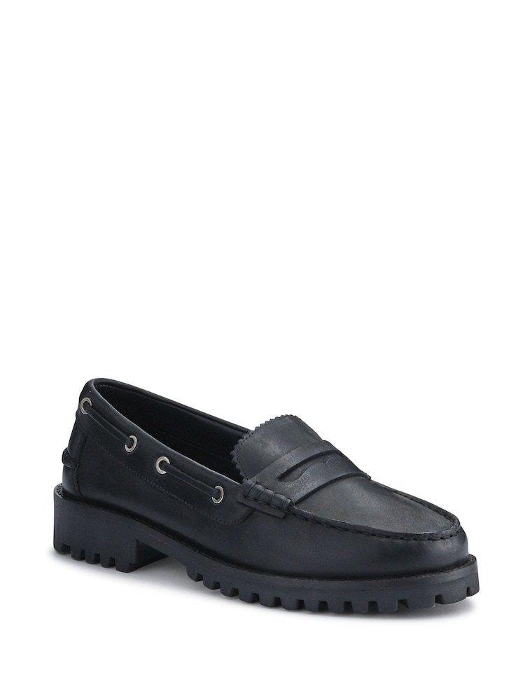 Jones Bootmaker Miuccia Leather Black Moccasins - Image 2 of 5 Jones Bootmaker Miuccia Leather Black Moccasins - Image 2 of 5