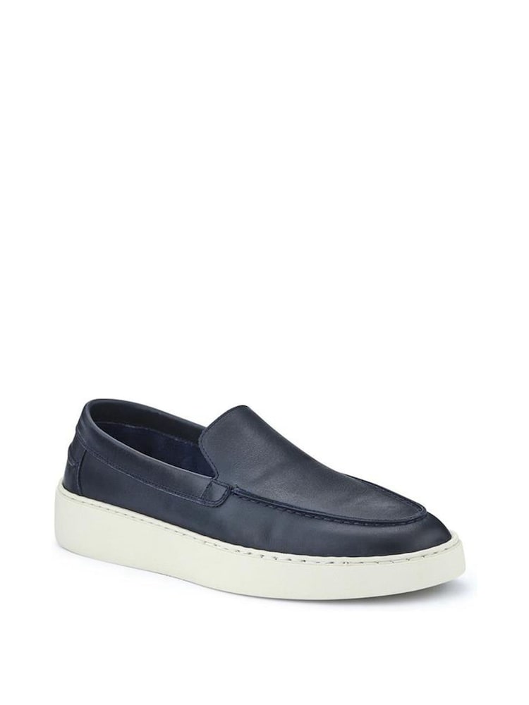 Buy Jones Bootmaker Blue Quade Smart Leather Slip-On Shoes  display picture 2