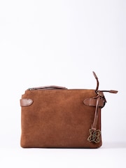 Lakeland Leather Brown Navy Suede Crossbody Bag - Image 1 of 6