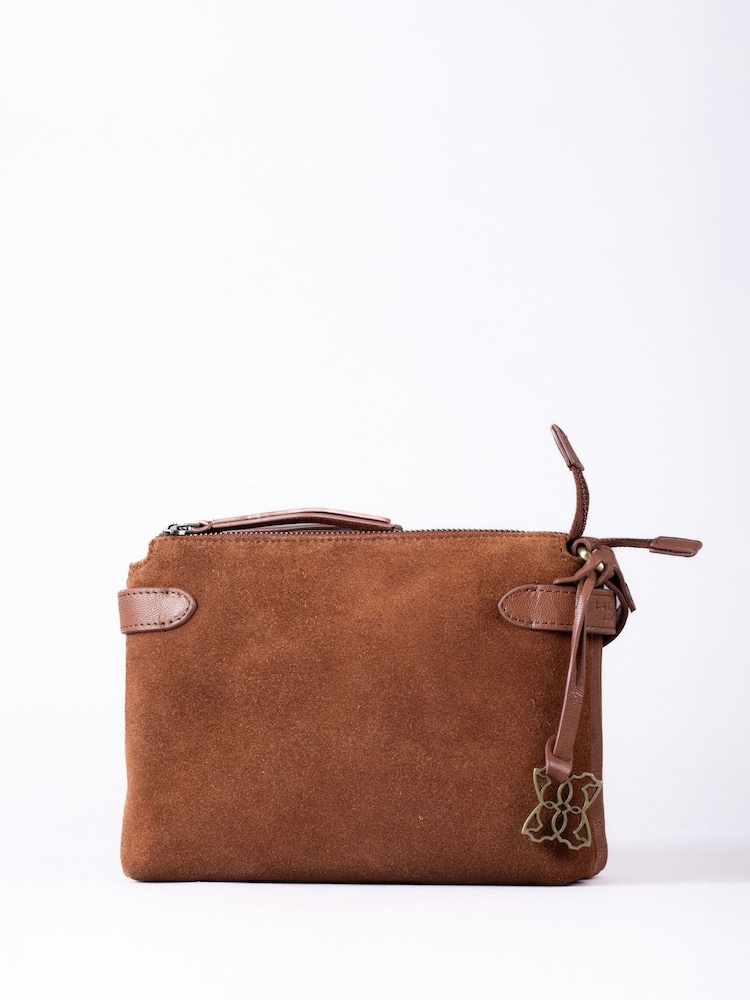Lakeland Leather Brown Navy Suede Crossbody Bag - Image 1 of 6