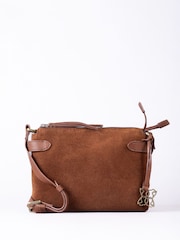 Lakeland Leather Brown Navy Suede Crossbody Bag - Image 2 of 6