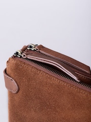 Lakeland Leather Brown Navy Suede Crossbody Bag - Image 3 of 6