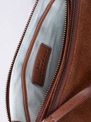 Lakeland Leather Brown Navy Suede Crossbody Bag - Image 4 of 6