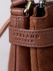 Lakeland Leather Brown Navy Suede Crossbody Bag - Image 6 of 6