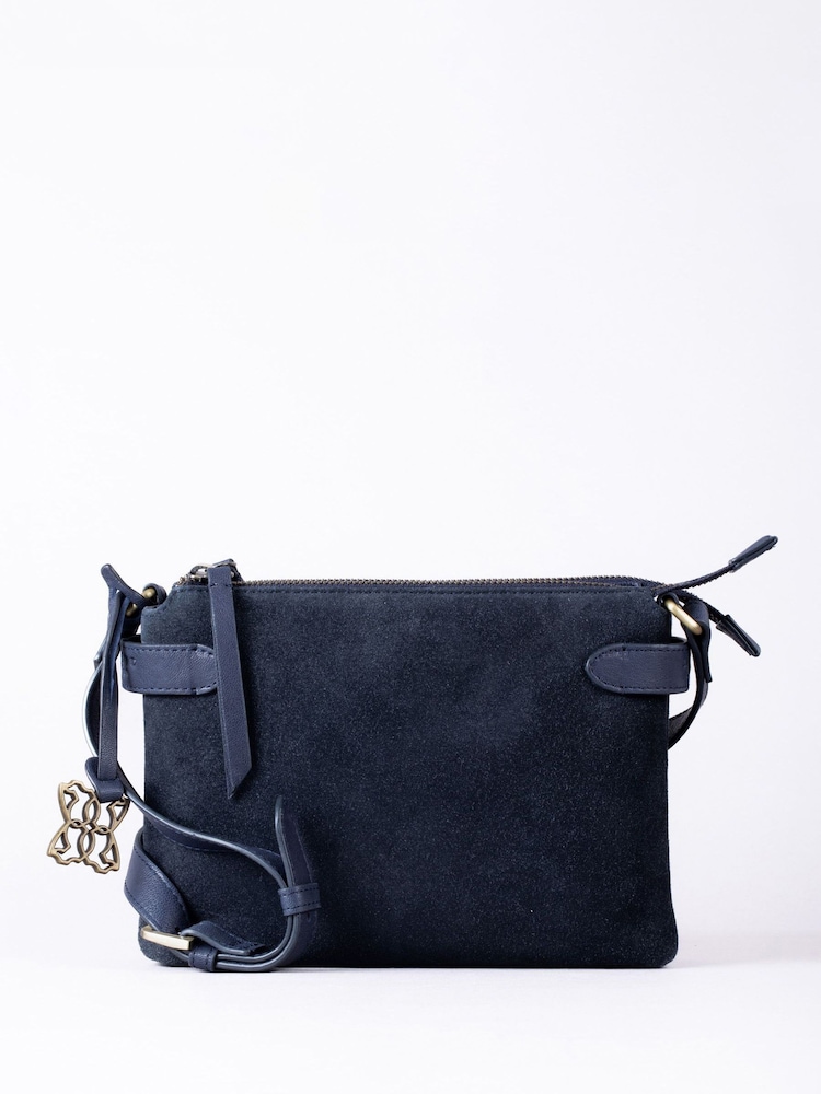 Azul - Bolsa transversal de couro e camurça azul-marinho Lakeland Leather - Imagem 2 de 6