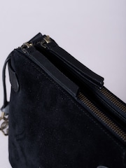 Lakeland Leather Black Navy Suede Crossbody Bag - Image 3 of 6