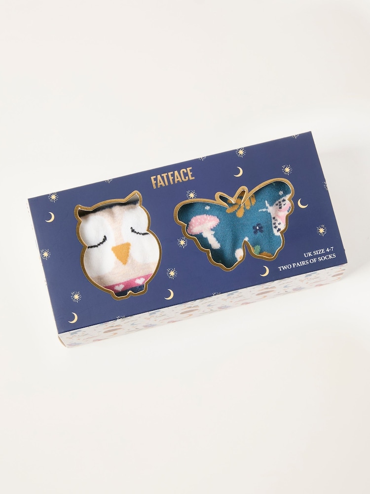 Multi 2 Pack Woodland Owl Socks in a Gift Box - Image 1 of 3
