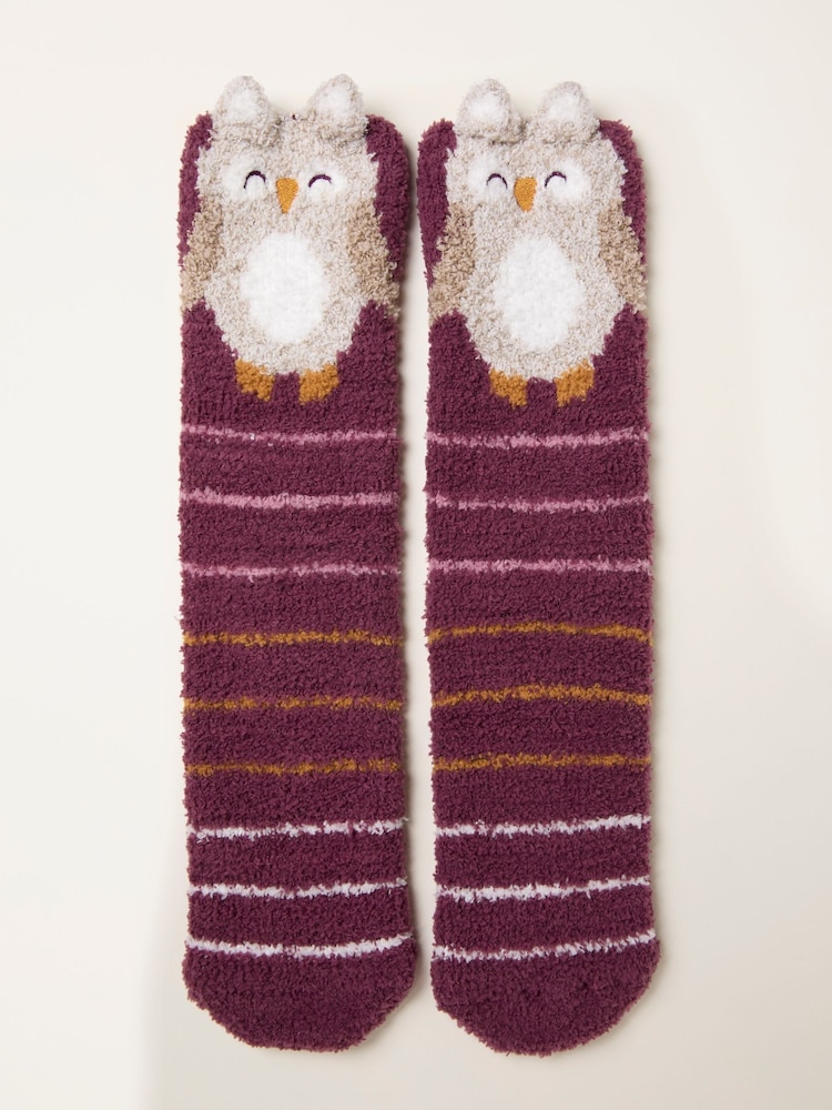 FatFace Purple Fluffy Owl Socks In A Box - Image 2 of 3 FatFace Purple Fluffy Owl Socks In A Box - Image 2 of 3