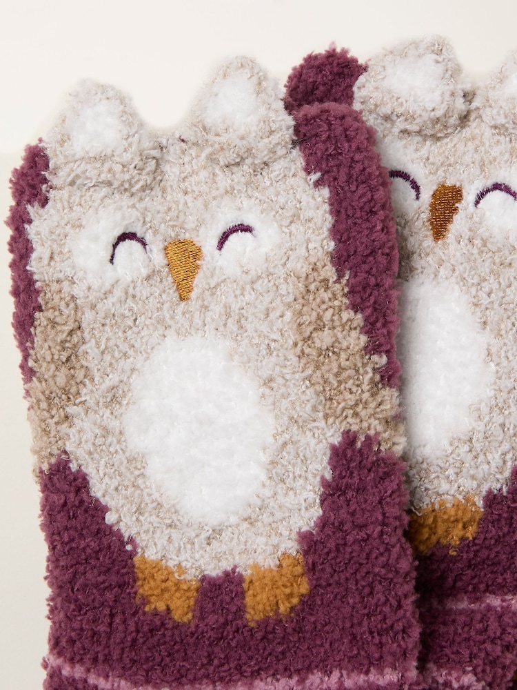 FatFace Purple Fluffy Owl Socks In A Box - Image 3 of 3 FatFace Purple Fluffy Owl Socks In A Box - Image 3 of 3