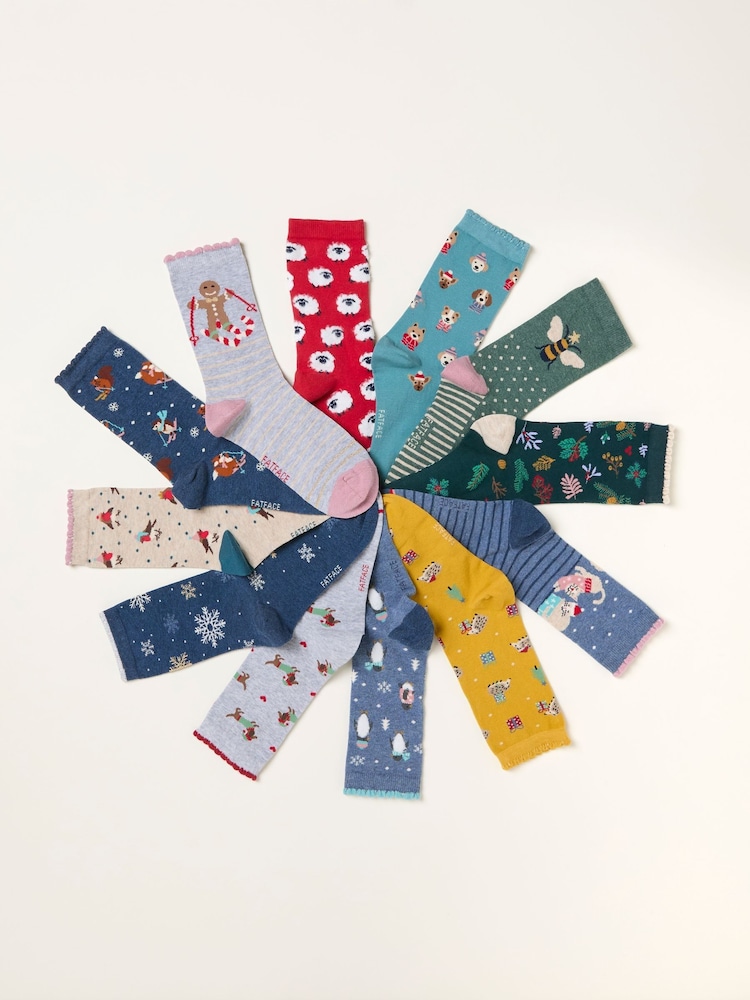 FatFace Multi Womens 12 Pack of Socks Advent Calendar - Image 1 of 3