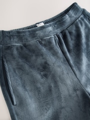 modra - Udobne hlače iz rebrastega žameta s širokimi hlačnicami - Slika 8 iz 9