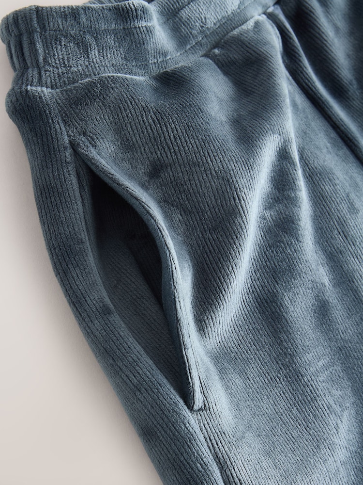 modra - Udobne hlače iz rebrastega žameta s širokimi hlačnicami - Slika 9 iz 9