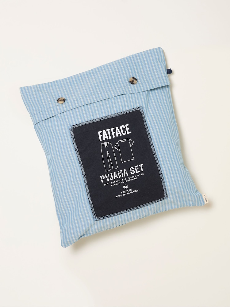 FatFace Seil Light Blue Stripe Trouser Pyjama Set - Image 2 of 2